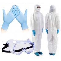 Isolation Gown Quarantine Clothing Suit  Overalls  with Protective Glasses  Gloves  3 Sets